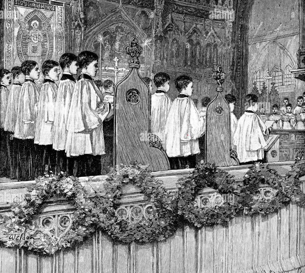 tijdsperiode 3 koorjongens achter de dom